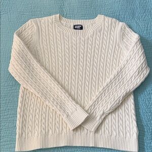 Lands' End Women's Ivory Cable Knit Sweater